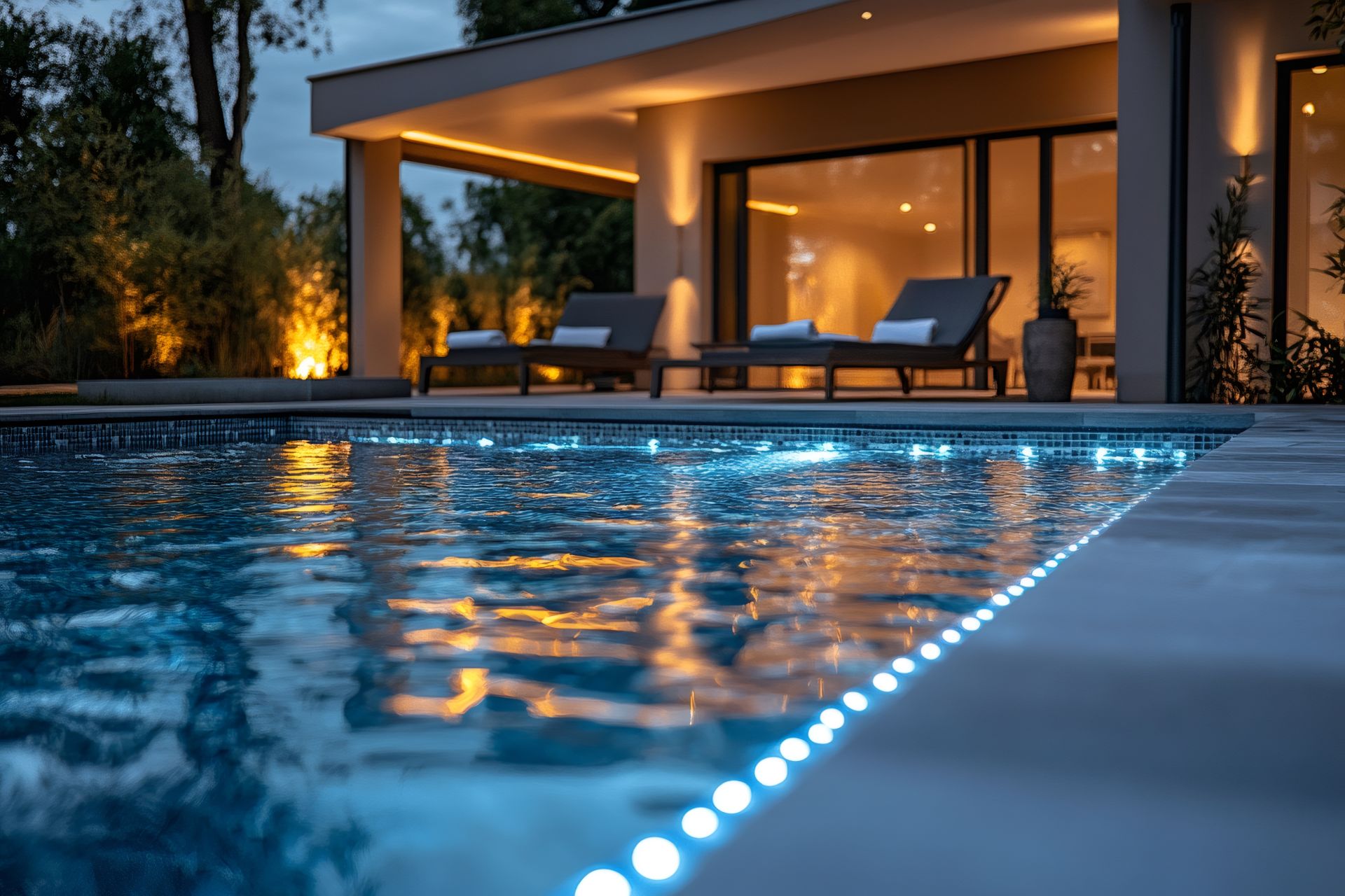 Moderner Gartenpool mit LED-Beleuchtung